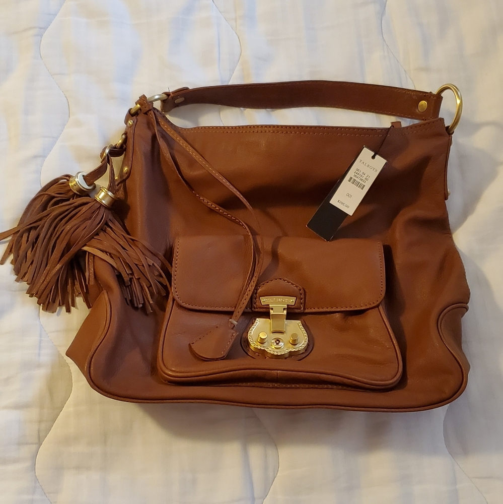 Talbots leather hobo with tassle